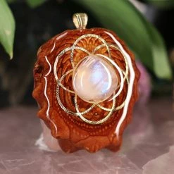 TEP Moonstone With Gold Seed Of Life