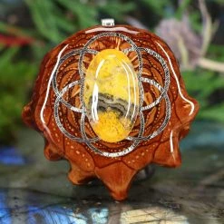 TEP Pendants Bumblebee Jasper With Silver Seed Of Life
