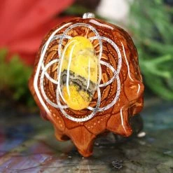 TEP Pendants Bumblebee Jasper With Silver Seed Of Life