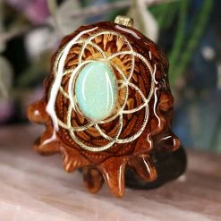 TEP Sterling Opal With Gold Seed Of Life Pendants