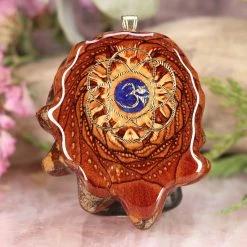 TEP Crushed Lapis (Glows) With Gold Seed Of Life And Front Om Pendants