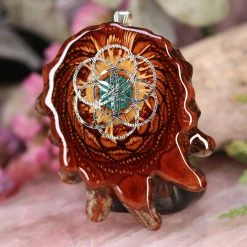 TEP Crushed Malachite (Glows) With Silver Seed Of Life Pendants