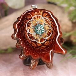 TEP Crushed Malachite (Glows) With Silver Seed Of Life Pendants