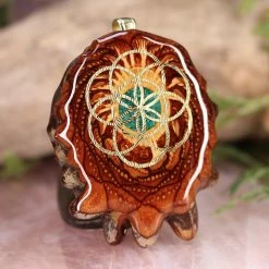 TEP Crushed Malachite (Glows) With Gold Seed Of Life Pendants 7 TEP Crushed Malachite (Glows) With Gold Seed Of Life Pendants