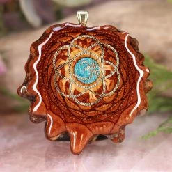 TEP Crushed Turquoise (Glows) With Gold Seed Of Life And Front Om
