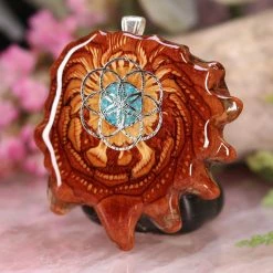 TEP Crushed Turquoise (Glows) With Silver Seed Of Life Pendants