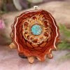 TEP Crushed Turquoise (Glows) With Gold Seed Of Life And Front Om