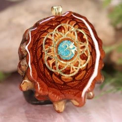TEP Crushed Turquoise (Glows) With Gold Seed Of Life And Front Om