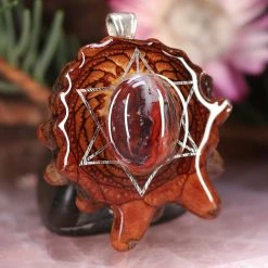 TEP Pendants Crazy Lace Agate With Silver Merkaba
