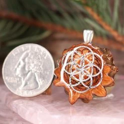 TEP Natural With Silver Seed Of Life Pendants 6 TEP Natural With Silver Seed Of Life Pendants