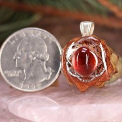 TEP Pendants Red Garnet With Silver Seed Of Life