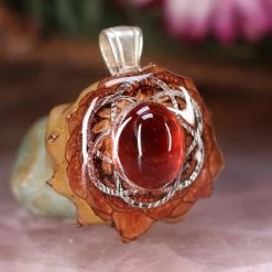 TEP Pendants Red Garnet With Silver Seed Of Life