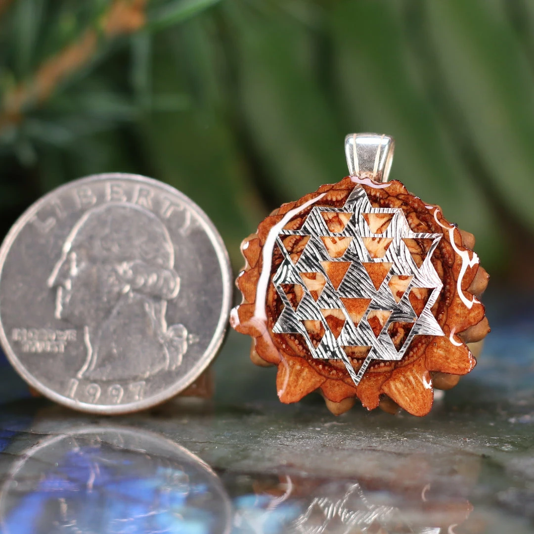 TEP Natural With Silver 64 Star Tetrahedron Pendants 4 TEP Natural With Silver 64 Star Tetrahedron Pendants