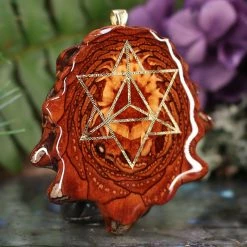 TEP Pendants Natural With Gold Merkaba