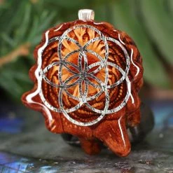 TEP Pendants Natural With Silver Seed Of Life 6 TEP Pendants Natural With Silver Seed Of Life