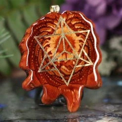 TEP Pendants Natural With Gold Merkaba 7 TEP Pendants Natural With Gold Merkaba