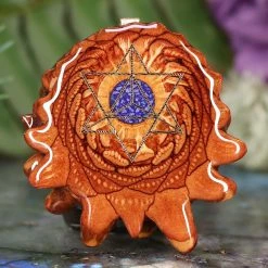 TEP Crushed Lapis (Glows) With Gold Merkaba Pendants