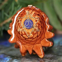 TEP Crushed Lapis (Glows) With Gold Merkaba Pendants
