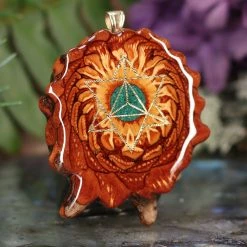 TEP Pendants Crushed Malachite (Glows) With Gold Merkaba 7 TEP Pendants Crushed Malachite (Glows) With Gold Merkaba