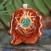 TEP Pendants Crushed Malachite (Glows) With Silver Merkaba