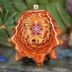 TEP Crushed Sugilite (Glows) With Gold Seed Of Life Pendants