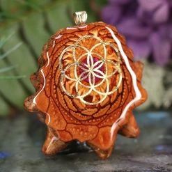 TEP Crushed Sugilite (Glows) With Gold Seed Of Life Pendants 7 TEP Crushed Sugilite (Glows) With Gold Seed Of Life Pendants