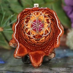 TEP Pendants Crushed Sugilite (Glows) With Gold Seed Of Life