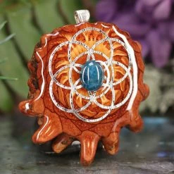 TEP Pendants Blue Apatite With Silver Seed Of Life