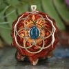 TEP Blue Apatite With Gold Seed Of Life Pendants