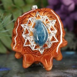 TEP Pendants Blue Apatite With Silver 64 Star Tetrahedron