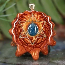 TEP Blue Apatite With Gold Merkaba Pendants