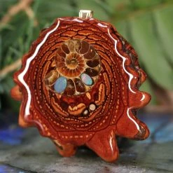 TEP Opal-Inlaid Ammonite Pendants