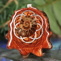 TEP Ammonite With Silver Seed Of Life