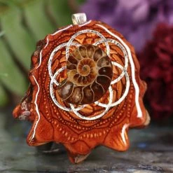TEP Ammonite With Silver Seed Of Life 7 TEP Ammonite With Silver Seed Of Life