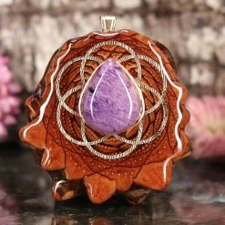 TEP Charoite With Gold Seed Of Life Pendants