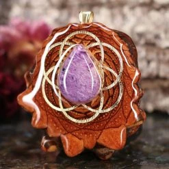 TEP Charoite With Gold Seed Of Life Pendants