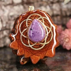 TEP Charoite With Gold Seed Of Life Pendants