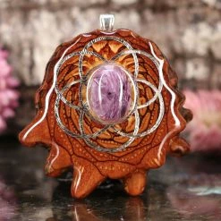 TEP Charoite With Silver Seed Of Life And Back Om Pendants