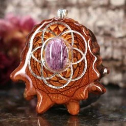 TEP Charoite With Silver Seed Of Life And Back Om Pendants