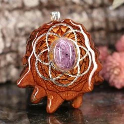 TEP Charoite With Silver Seed Of Life And Back Om Pendants