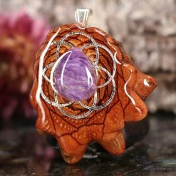 TEP Pendants Charoite With Silver Seed Of Life And Back Om