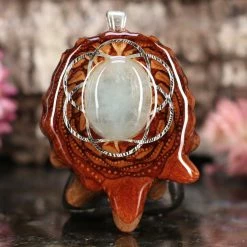 TEP Aquamarine With Silver Seed Of Life And Back Om