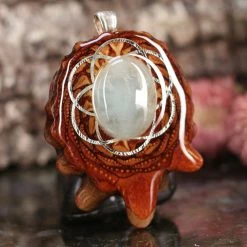 TEP Aquamarine With Silver Seed Of Life And Back Om 7 TEP Aquamarine With Silver Seed Of Life And Back Om