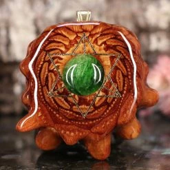 TEP Chrome Diopside With Gold Merkaba Pendants