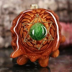 TEP Chrome Diopside With Gold Merkaba Pendants