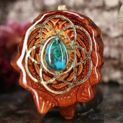 TEP Pendants Chrysocolla With Gold Seed Of Life