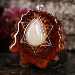 TEP White Druzy Quartz With Silver Merkaba Pendants