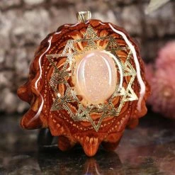 TEP White Druzy Quartz With Gold 64 Star Tetrahedron