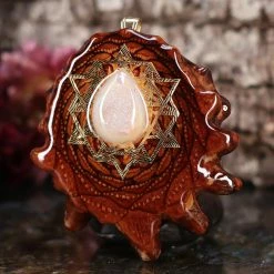 TEP Pendants White Druzy Quartz With Gold 64 Star Tetrahedron 6 TEP Pendants White Druzy Quartz With Gold 64 Star Tetrahedron