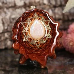 TEP Pendants White Druzy Quartz With Gold 64 Star Tetrahedron 7 TEP Pendants White Druzy Quartz With Gold 64 Star Tetrahedron